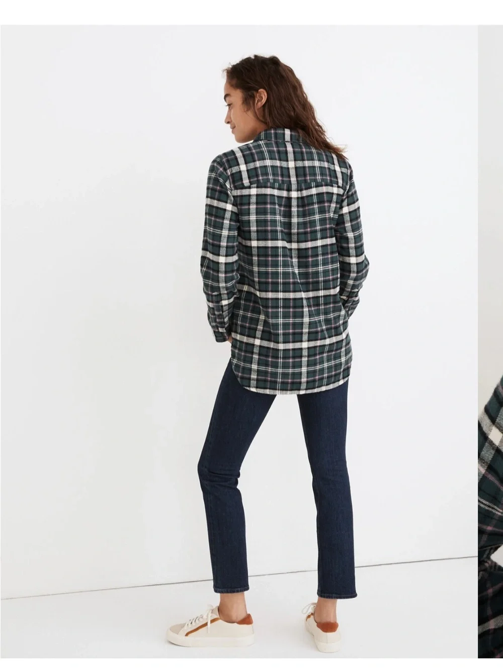 Madewell Flannel Classic Ex-Boyfriend Shirt Green - Picture 16 of 16